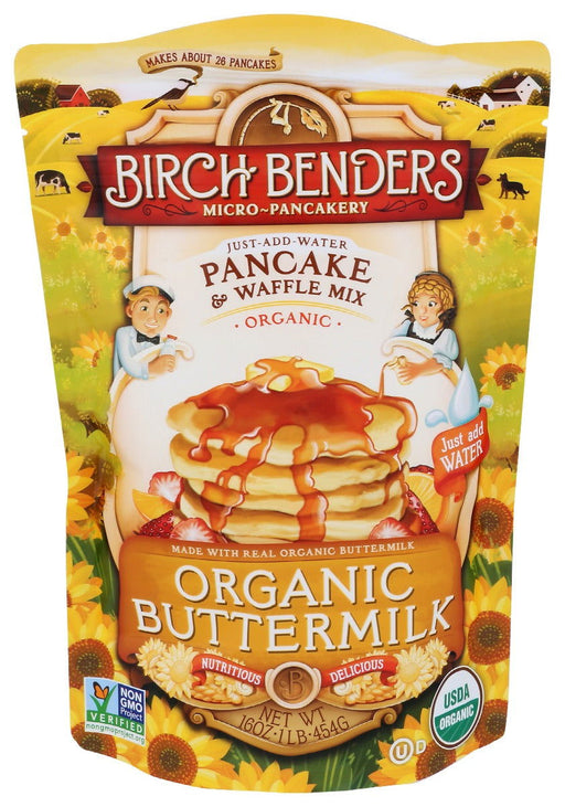 BIRCH BENDERS: Organic Buttermilk Pancake and Waffle Mix, 16 oz - No Brand For Less 