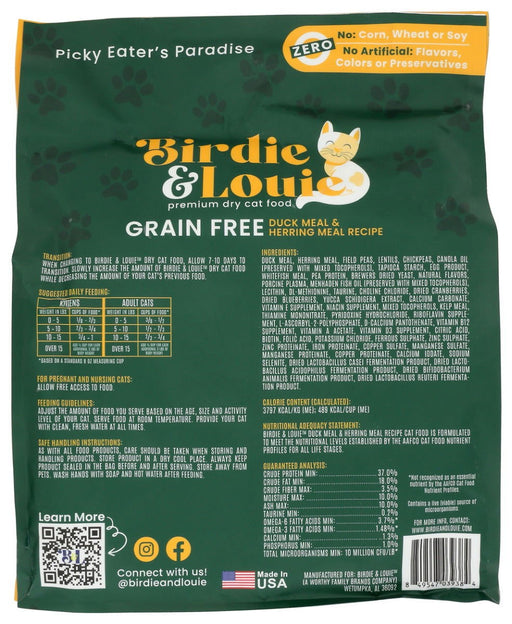 BIRDIE & LOUIE: Food Cat Dry Duck Herrng, 3.5 lb - No Brand For Less 