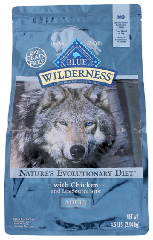 BLUE BUFFALO: Wilderness Adult Dog Food Chicken Recipe, 4.50 lb - No Brand For Less 