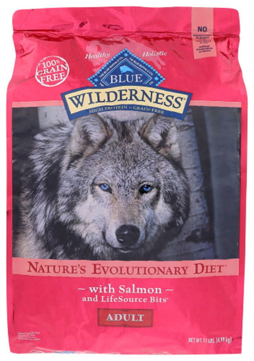 BLUE BUFFALO: Wilderness Adult Dog Food Salmon Recipe, 11 lb - No Brand For Less 