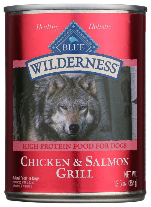 BLUE BUFFALO: Wilderness Adult Dog Food Salmon and Chicken Grill, 12.50 oz - No Brand For Less 