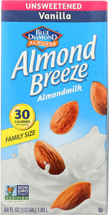 BLUE DIAMOND: Almond Breeze Vanilla Unsweetened, 64 oz - No Brand For Less 