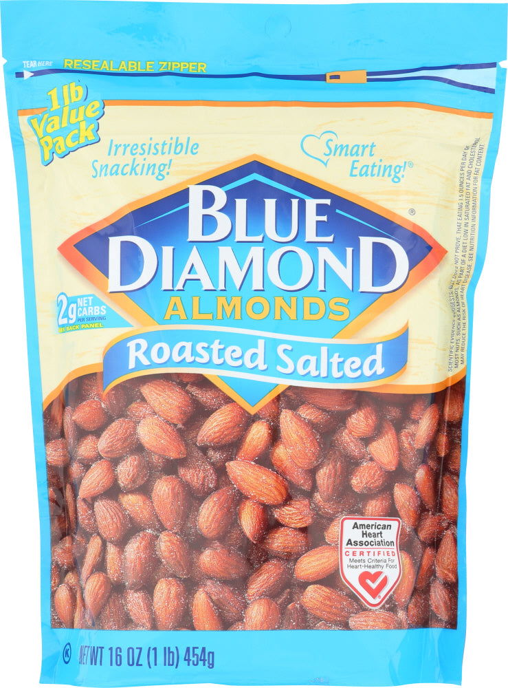 BLUE DIAMOND: Roasted Salted Almonds, 16 oz - No Brand For Less