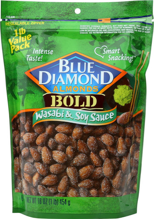 BLUE DIAMOND: Wasabi Soy Sauce Almond, 16 oz - No Brand For Less