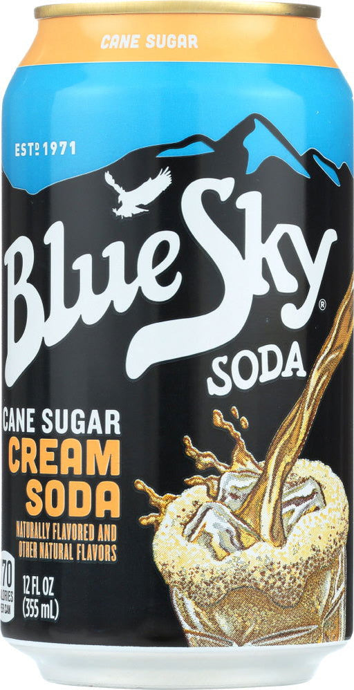 BLUE SKY: Cane Sugar Cream Soda 6-12oz, 72 oz - No Brand For Less 