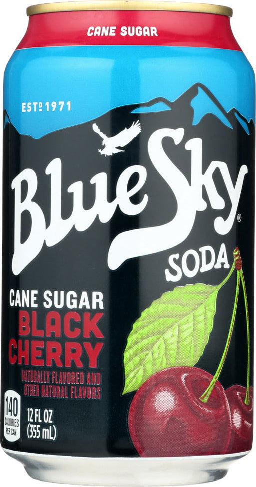 BLUE SKY: Cane Sugar Soda Black Cherry 6-12oz, 72 oz - No Brand For Less 