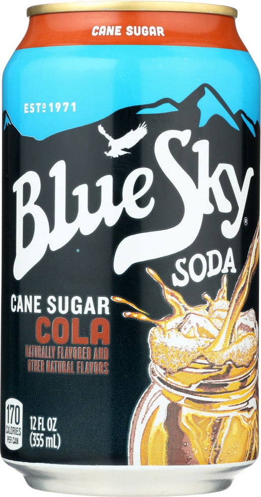 BLUE SKY: Cane Sugar Soda Cola 6-12oz, 72 oz - No Brand For Less 