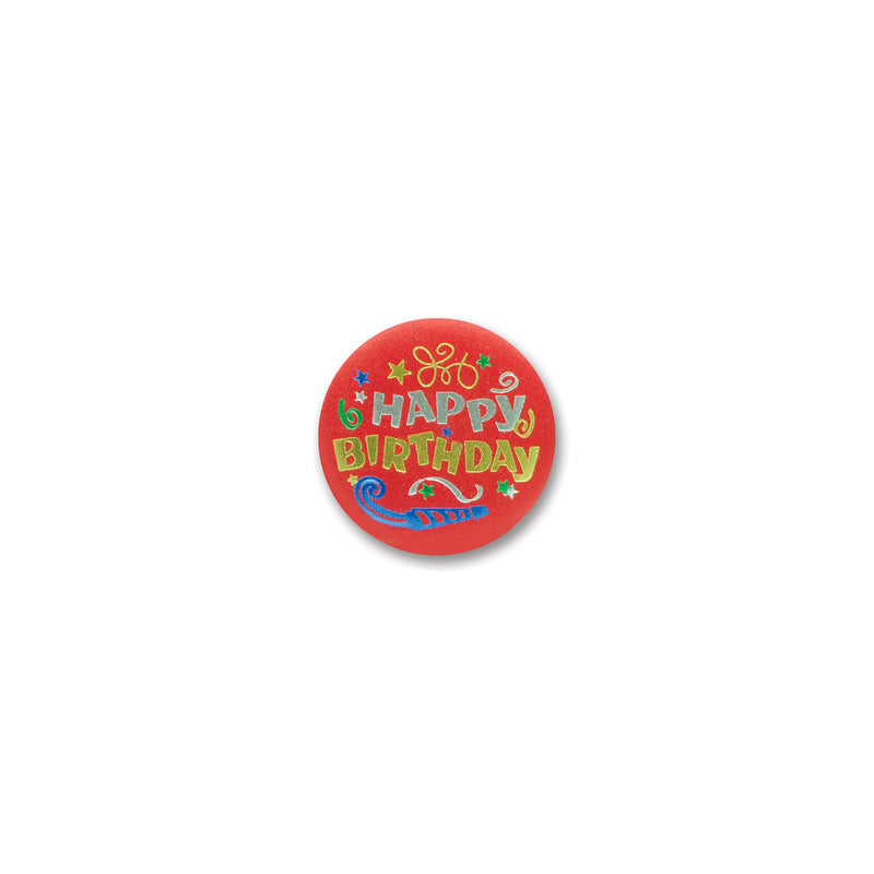 Happy Birthday Satin Button – 2" – (1/Card)