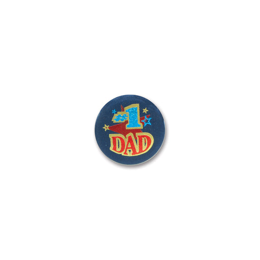#1 Dad Satin Button – 2" – (1/Card) by Beistle for Mothers/Fathers Day Satin Buttons