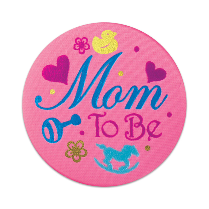 Mom To Be Satin Button – 2" – (1/Card) by Beistle for Baby Shower Satin Buttons