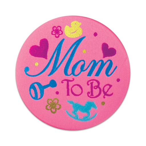 Mom To Be Satin Button – 2" – (1/Card) by Beistle for Baby Shower Satin Buttons