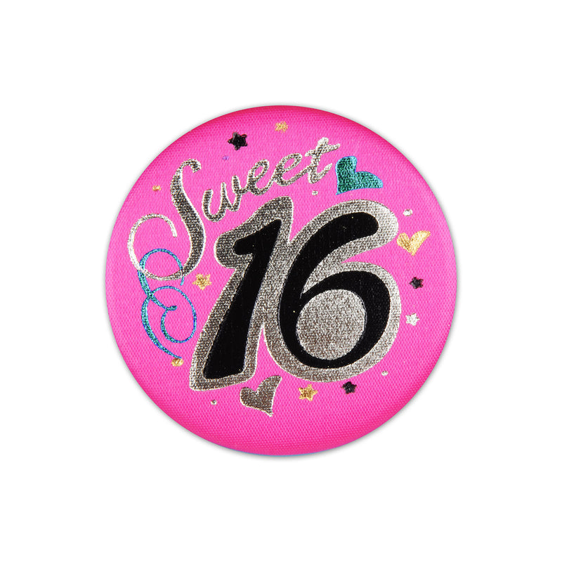 Sweet 16 Satin Button – 2" – (1/Card)