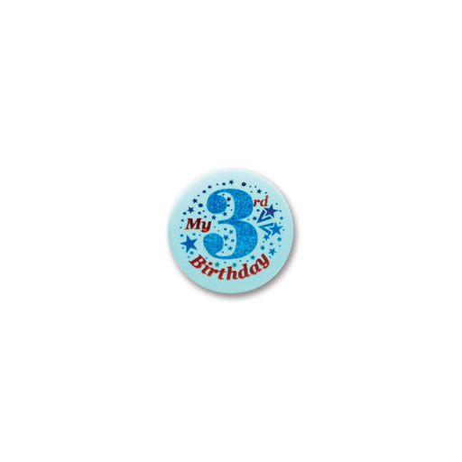 My "3rd" Birthday Satin Button – 2" – (1/Card) by Beistle for Birthday-Age Specific Satin Buttons