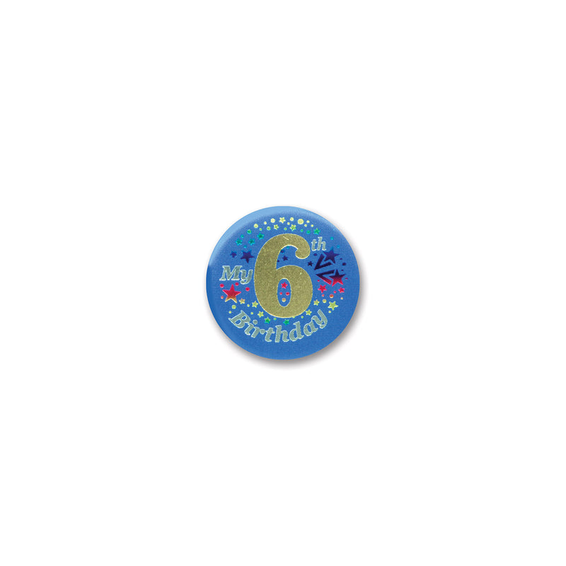 My "6th" Birthday Satin Button – 2" – (1/Card) by Beistle for Birthday-Age Specific Satin Buttons