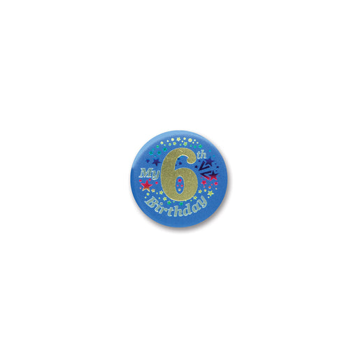 My "6th" Birthday Satin Button – 2" – (1/Card) by Beistle for Birthday-Age Specific Satin Buttons