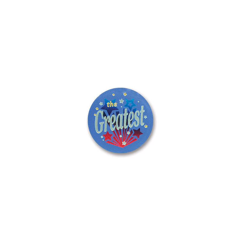 The Greatest Satin Button – 2" – (1/Card) by Beistle for General Occasion Satin Buttons