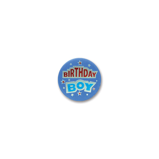 Birthday Boy Satin Button – 2" – (1/Card) by Beistle for Birthday Satin Buttons