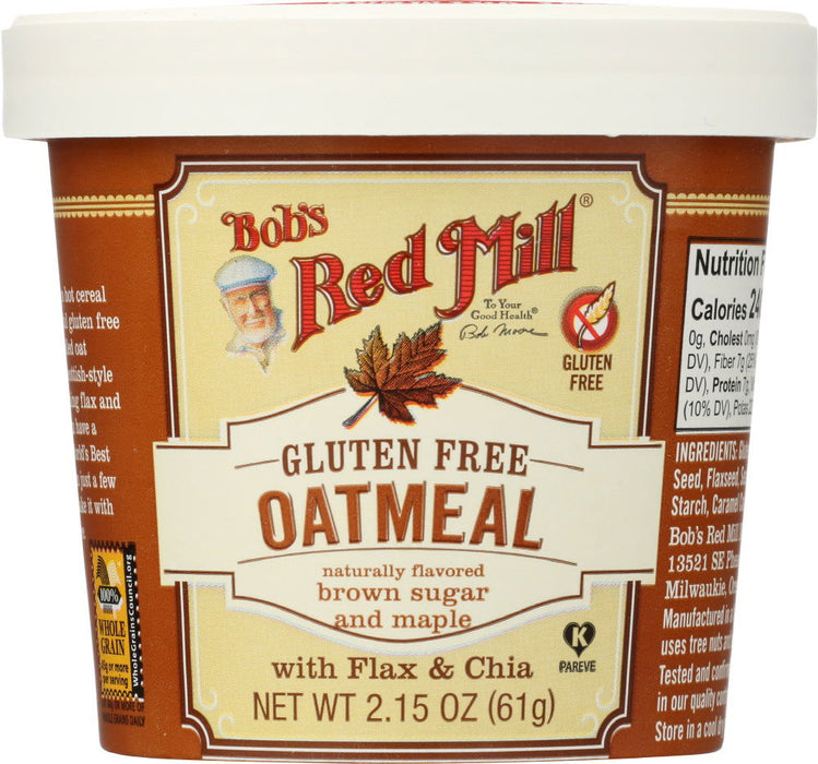 BOBS RED MILL: Gluten Free Oatmeal Cup Brown Sugar Maple, 2.15 oz - No Brand For Less 