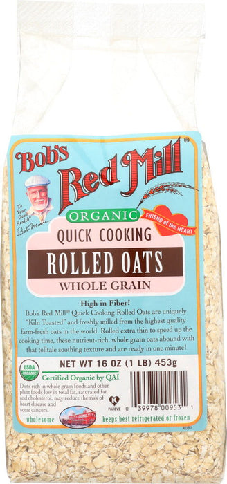 BOBS RED MILL: Organic Quick Cooking Rolled Oats, 16 oz - No Brand For Less 