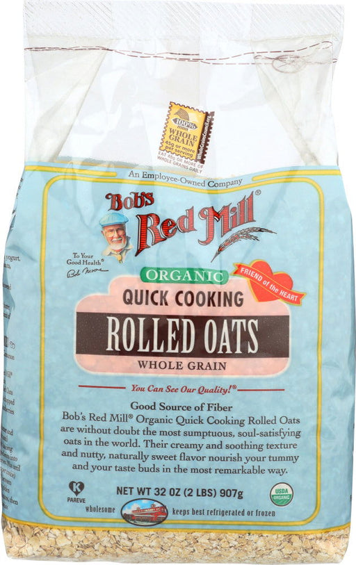 BOBS RED MILL: Organic Quick Cooking Rolled Oats, 32 oz - No Brand For Less 