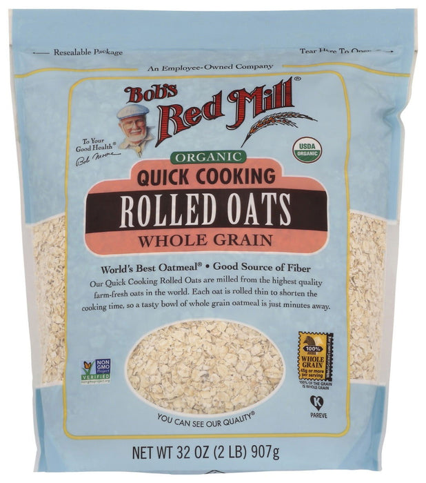 BOBS RED MILL: Organic Quick Cooking Rolled Oats, 32 oz - No Brand For Less 
