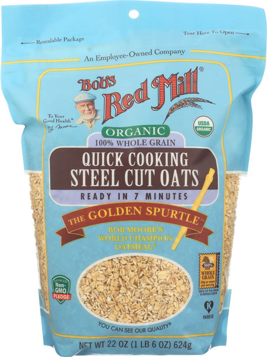 BOBS RED MILL: Organic Quick Cooking Steel Cut Oats, 22 oz - No Brand For Less 