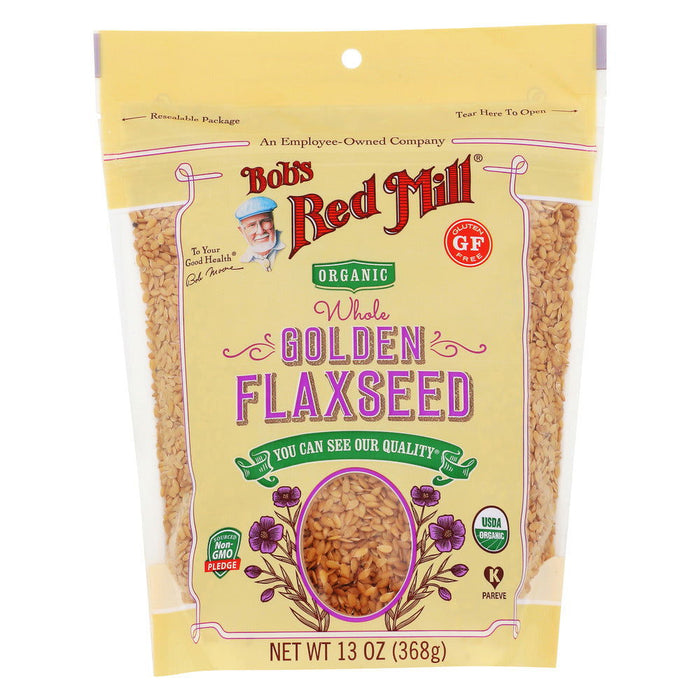 BOBS RED MILL: Organic Whole Golden Flaxseed, 13 oz - No Brand For Less 