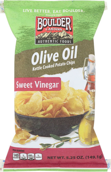 BOULDER CANYON: Olive Oil Sweet Vinegar Kettle Cooked Potato Chips, 5.25 oz - No Brand For Less 