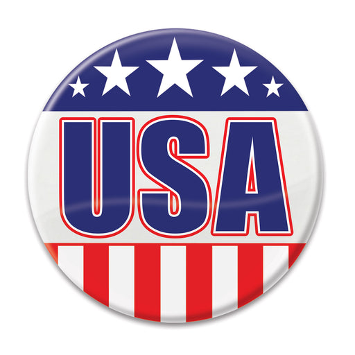 USA Button – 2" – (1/Card) by Beistle for Patriotic Printed Buttons