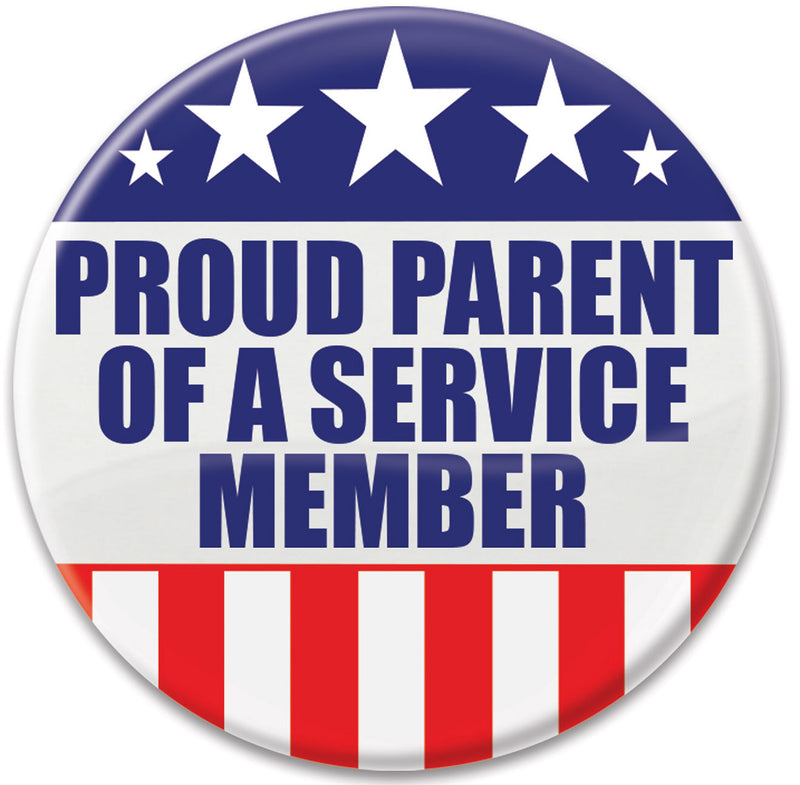 Proud Parent Of A Service Member Button – 2" – (1/Card) by Beistle for Patriotic Printed Buttons