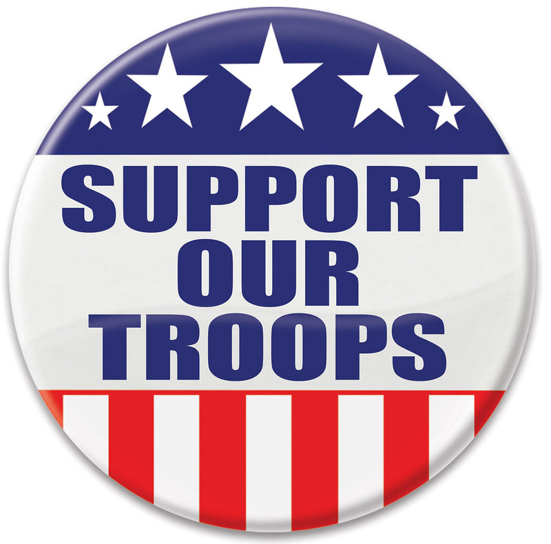 Support Our Troops Button – 2" – (1/Card) by Beistle for Patriotic Printed Buttons