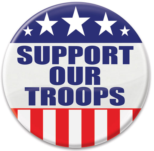 Support Our Troops Button – 2" – (1/Card) by Beistle for Patriotic Printed Buttons