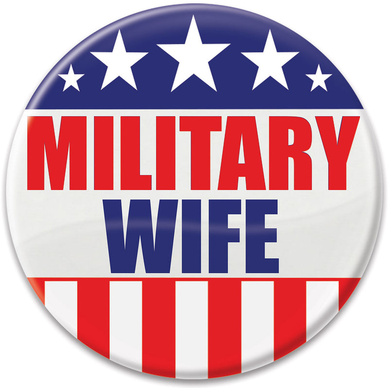 Military Wife Button – 2" – (1/Card) by Beistle for Patriotic Printed Buttons