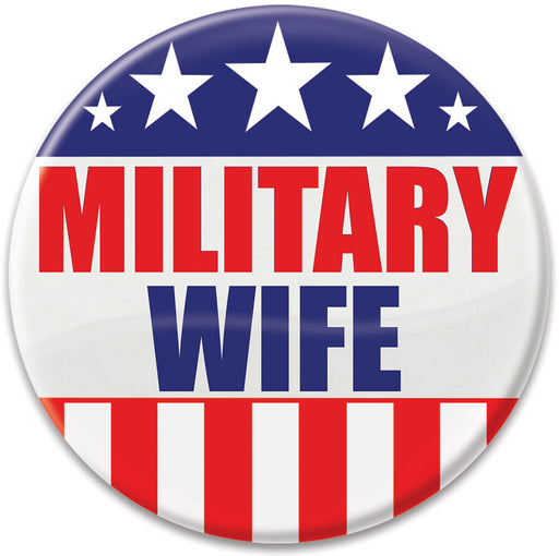 Military Wife Button – 2" – (1/Card) by Beistle for Patriotic Printed Buttons