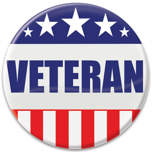 Veteran Button – 2" – (1/Card) by Beistle for Patriotic Printed Buttons