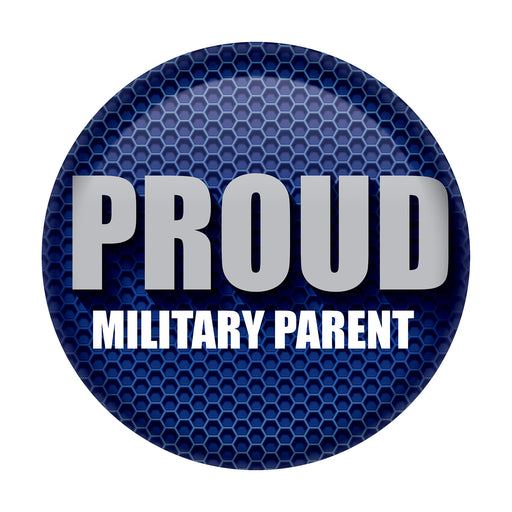 Proud Military Parent Button – 2" – (1/Card) by Beistle for Patriotic Printed Buttons