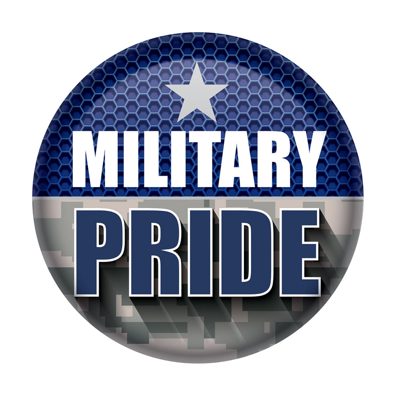 Military Pride Button – 2" – (1/Card)