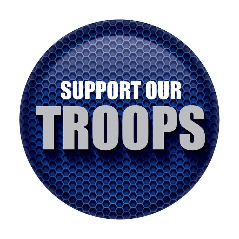 Support Our Troops Button – 2" – (1/Card) by Beistle for Patriotic Printed Buttons