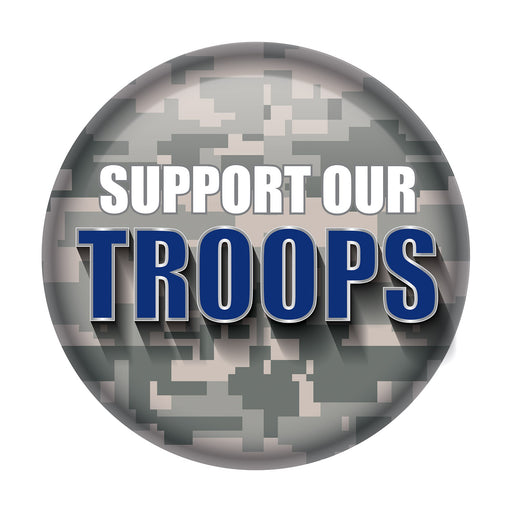Support Our Troops Button – 2" – (1/Card) by Beistle for Patriotic Printed Buttons