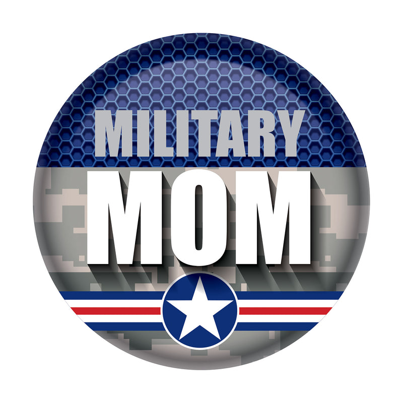 Military Mom Button – 2" – (1/Card) by Beistle for Patriotic Printed Buttons