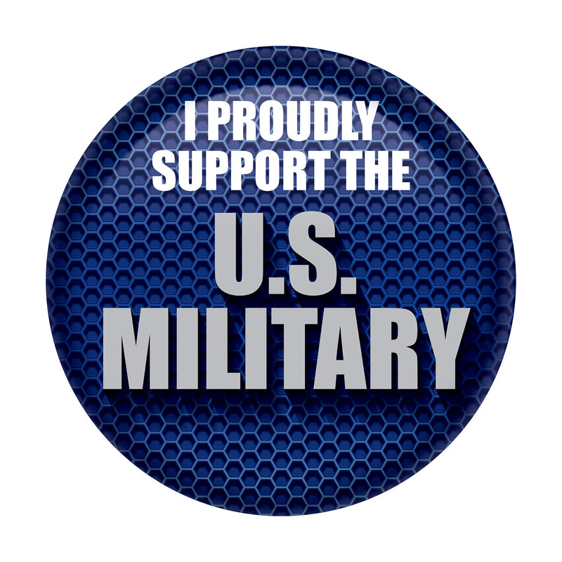 I Proudly Support U S  Military Button – 2" – (1/Card) by Beistle for Patriotic Printed Buttons
