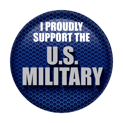 I Proudly Support U S  Military Button – 2" – (1/Card) by Beistle for Patriotic Printed Buttons