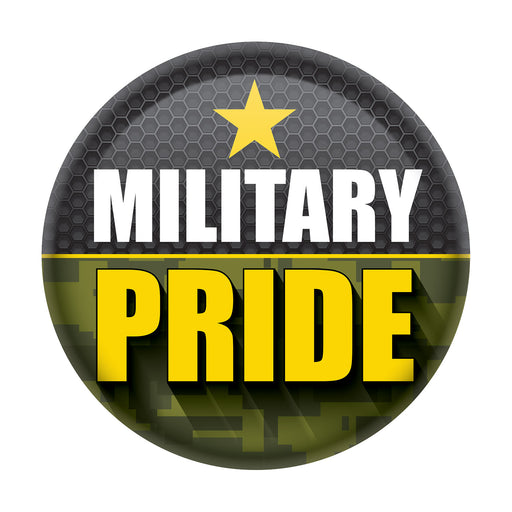 Military Pride Button – 2" – (1/Card) by Beistle for Patriotic Printed Buttons
