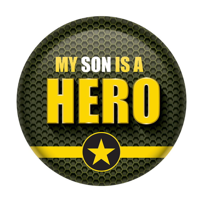 My Son Is A Hero Button – 2" – (1/Card) by Beistle for Patriotic Printed Buttons