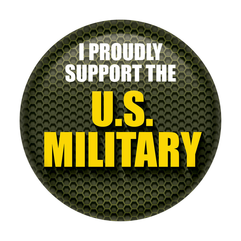 I Proudly Support The US Military Button – 2" – (1/Card) by Beistle for Patriotic Printed Buttons