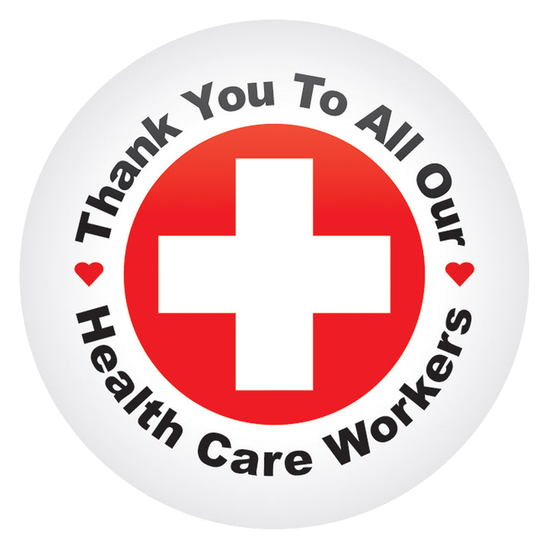 TY To All Our Health Care Workers Button – 2" – (1/Card) by Beistle for Patriotic Printed Buttons
