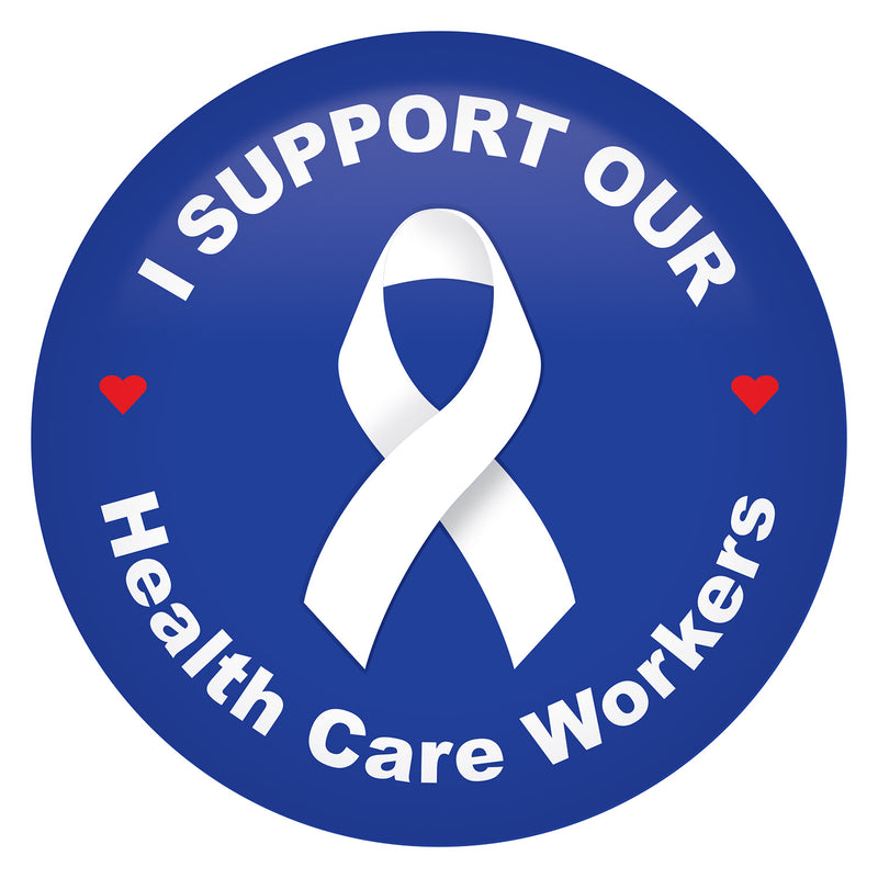 I Support Our Health Care Workers Button – 2" – (1/Card) by Beistle for Patriotic Printed Buttons