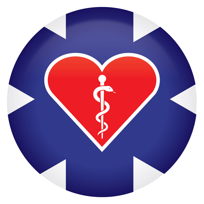 Medical Star Icon w/Heart Button – 2" – (1/Card) by Beistle for Patriotic Printed Buttons