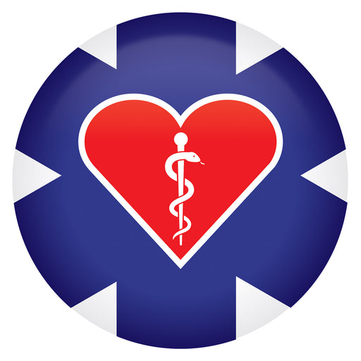 Medical Star Icon w/Heart Button – 2" – (1/Card) by Beistle for Patriotic Printed Buttons