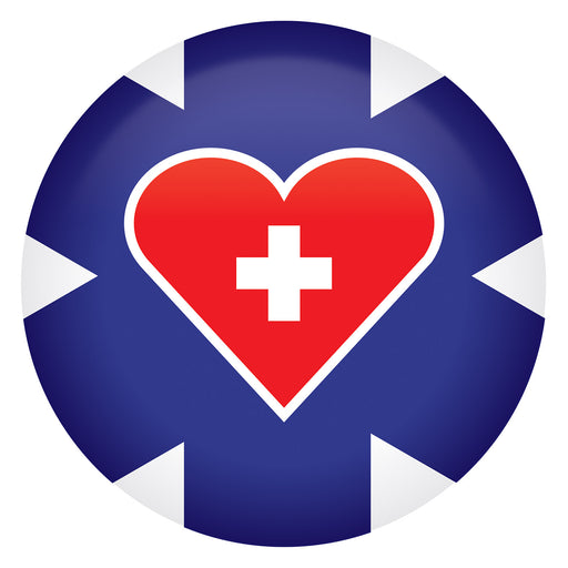 Medical Star Icon w/Heart Button – 2" – (1/Card) by Beistle for Patriotic Printed Buttons